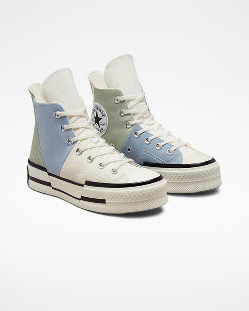 Dámské Boty Vysoké Converse Chuck 70 Plus Materiál Mashup Olivy Zelené | CZ AUTQ79